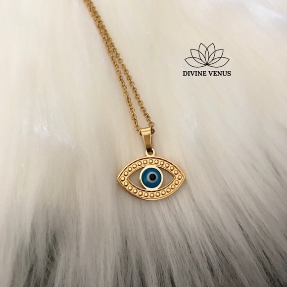 Evil Eye Necklace 🧿 Gold Plated Stainless Steel - Picture 2 of 5